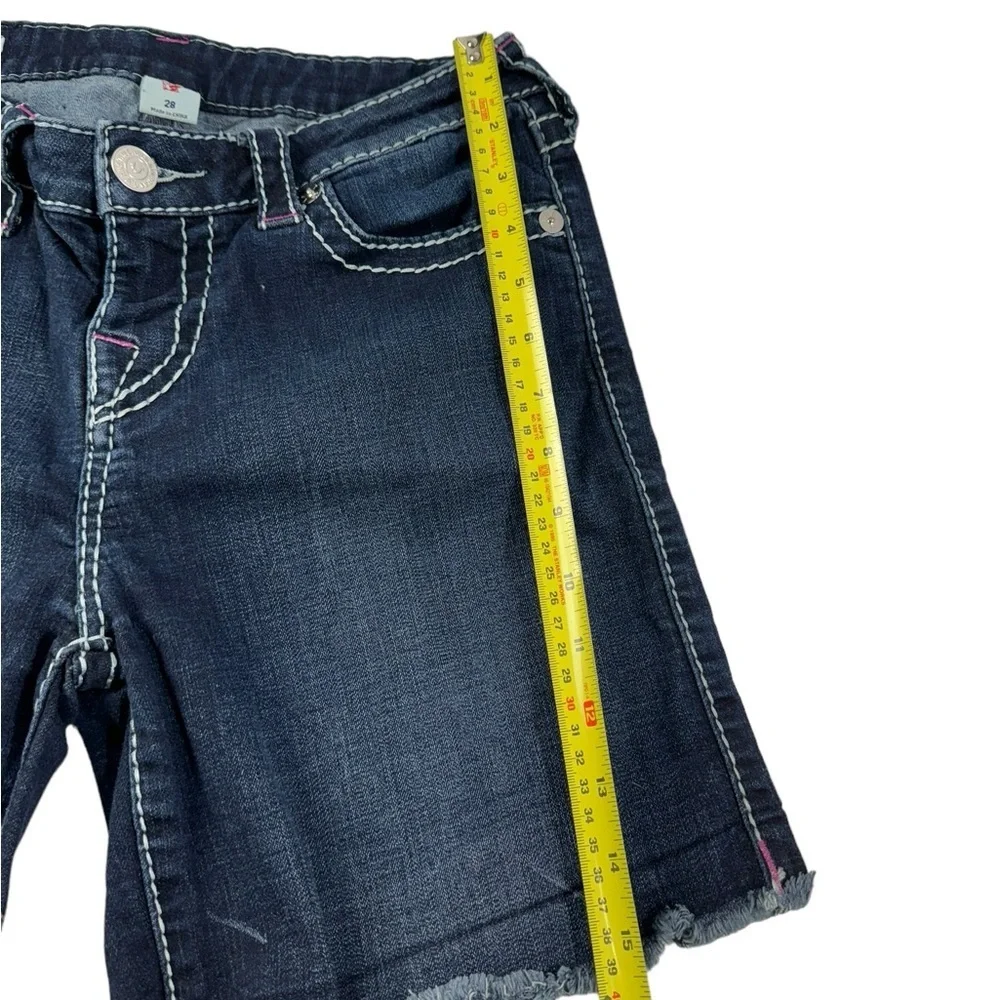 True Religion 28 Jayde mid rise Raw Hem Denim Jean Shorts